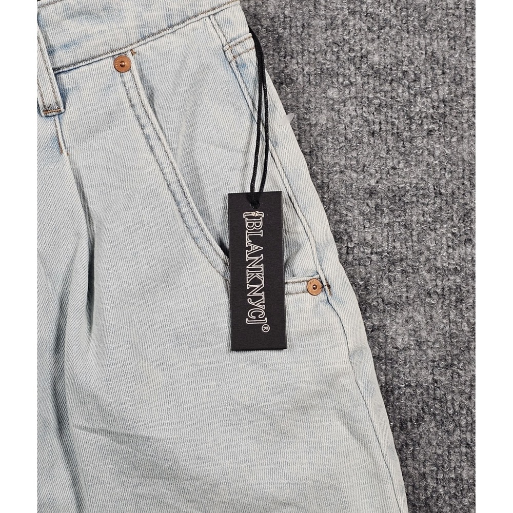 BlankNYC Women Pleated Denim Shorts Size 30 Light Wash Blue Pockets Drawstring - Picture 7 of 9
